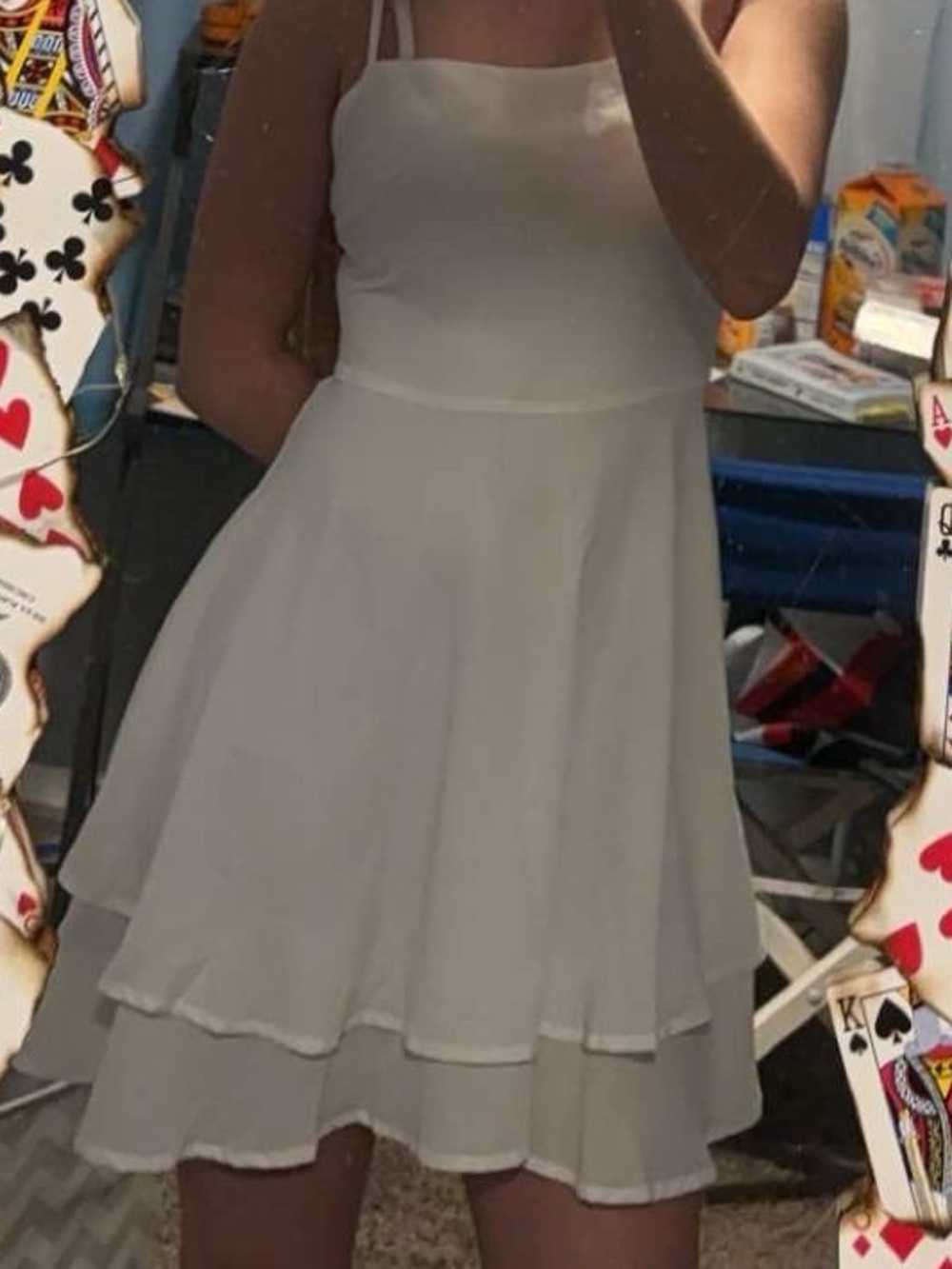White Strappy V-Neck A-Line Dress